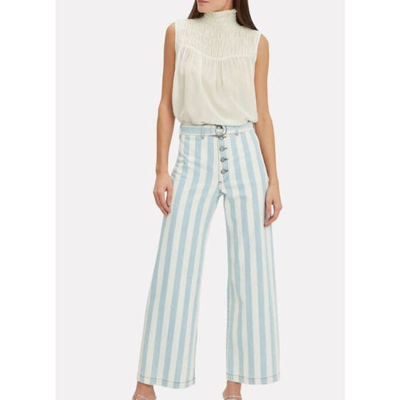 NWT‎ NEW FRAME Smocked Silk Sleeveless Mock Neck Top White XS - Picture 1 of 12